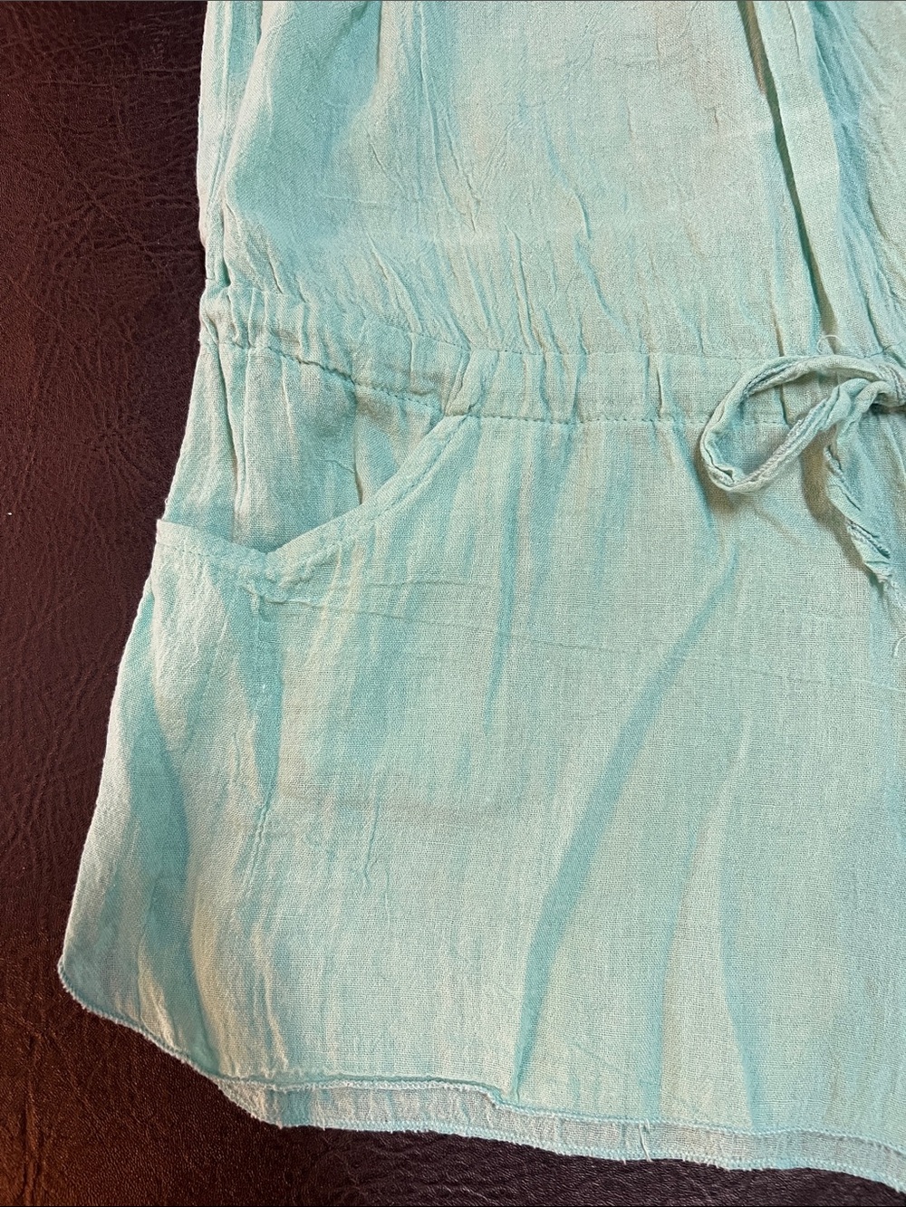 Women’s Turquoise Crochet-top Romper Shorts - Picture 3 of 6